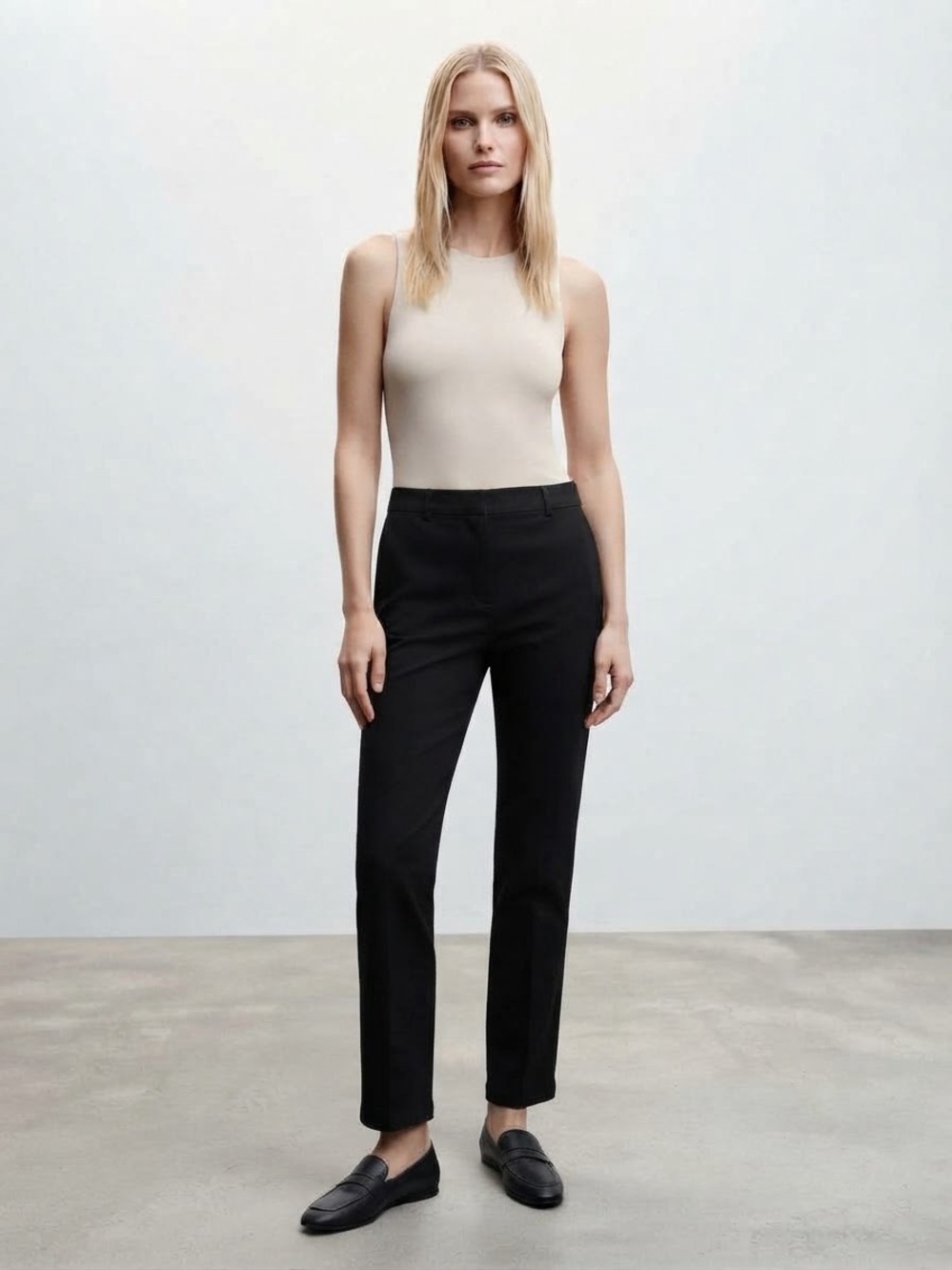Quince Black Straight-Leg Pull On Stretch Pants Size Medium
